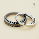 LINXUS叹息桥 925银镀铂金情侣戒指简约个性男女对戒黑色原创设计