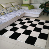 加厚水洗腈纶客厅茶几地毯卧室床边满铺胶背地毯格子图案地毯定制