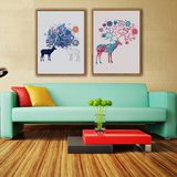 北欧麋鹿玄关装饰画创意个性墙画客厅沙发三联现代简约美式挂壁画
