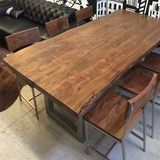 宜家仿古咖啡茶餐厅桌椅实木家具原木复古铁艺餐桌会议桌书桌