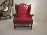 N505休闲椅 美式欧式全实木真皮休闲椅 沙发椅（皮色可选）