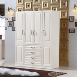 衣柜现代简约白色板式四门衣柜 卧室宜家收纳储物衣橱 大衣柜整体