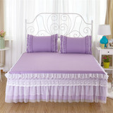 新款纯棉刺绣蕾丝公主床裙床罩床单纯色1.2/1.5/1.8/2米单双人床