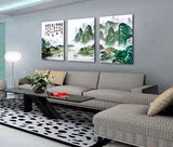 现代中式客厅三联无框画卧室餐厅装饰画墙画壁画山水字画风景画