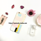 粉嫩几何色彩涂鸦iPhone6 plus手机壳苹果6s磨砂硬壳保护套i5