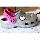 美国代购 卡骆驰儿童鞋crocs kitty闪光凯蒂猫女童凉鞋洞洞鞋夏款