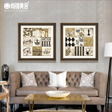 尚锦美舍 现代美式欧式风格装饰画客厅沙发背景书房两联挂画包邮