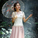 珊瑚之家原创设计品牌短袖女T恤中国风复古女装绣花上衣夏季新款