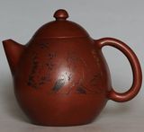 大号紫砂壶摆件茶具用品古玩杂项红泥砂段雕刻人物字画竹报平安