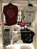 H&M女装专柜正品代购 3月 印花短袖薄款短款T恤 WIFI爱心字母现货