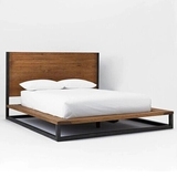 美式复古实木床铁艺双人床工业风简约松木床带储物功能床纯实木床