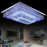 LED水晶吸顶灯现代简约长方形客厅灯具温馨大气平板吸顶灯两层