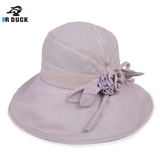 夏季优雅遮阳帽女防晒双面戴 户外可折叠防紫外线花朵太阳帽紫色