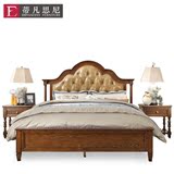 美式床乡村简约全实木床双人卧室1.8米欧式床家具真皮床特价包邮