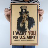 美国山姆大叔征兵广告招贴牛皮纸复古海报酒吧咖啡馆餐厅装饰贴画