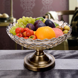 水果盘 欧式高档玻璃大果盆客厅装饰器皿 现代茶几水晶果盘摆件