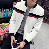 棒球服男春秋季青少年时尚外套潮流韩版学生夹克外穿条纹修身上衣