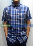 16年夏最新 韩国贵牌 男士帅气 休闲100%亚麻 格格短袖衬衫