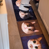 妙吉MEWJI 独家原创 长形猫地毯地垫 法兰绒动物厨房浴室垫-四款