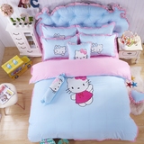 韩式儿童纯棉床罩床裙式公主四件套全棉kt猫卡通1.8/1.5m床上用品