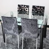 2016现货邮简现代长方形双层钢化玻璃餐桌椅组合套餐一桌四组装