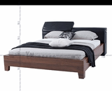 纯实木双人床 白橡木床1.5米 1.8米 简约现代环保软包皮艺靠背床