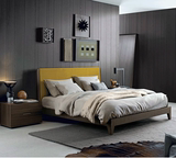 简约现代实木橡木床1.5 1.8米原木双人床北欧实木卧室定制软靠背