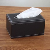 时尚创意 汽车用纸巾盒抽纸盒客厅餐巾纸盒黑色面巾纸盒皮革小号
