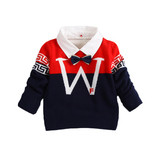 童装男童假两件毛衣2016秋季新品小童衬衫领针织衫套头韩版3-4岁