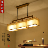 新中式餐厅灯吊灯三头现代简约创意长方形仿古铁艺饭厅餐桌灯具