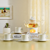 欧式花茶玻璃茶具套装陶瓷加热纯白色四叶草花草茶壶水果茶壶包邮