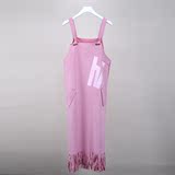 夏装新款连衣裙纯色麂皮绒流苏背带裙甜美中裙长裙CWGE61608  BQ