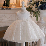 DORA韩国女童公主裙儿童婚纱礼服花童连衣裙蓬蓬裙白色钢琴表演裙