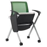 带写字板培训椅折叠椅带轮子固定扶手椅可堆叠网布椅电脑椅会议椅
