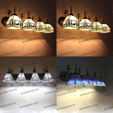 蒂凡尼多头东南亚铜鹿壁灯镜前灯现代创意彩色玻璃卧室欧式灯