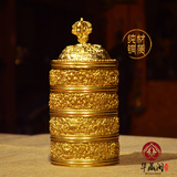 藏传密宗法器纯铜米盒 佛教用品四层米壶 做工精美 纯铜米壶