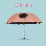 红叶新品蕾丝小天鹅创意黑胶遮阳防紫外线晴雨伞太阳伞防晒三折伞