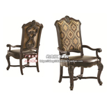 美式新古典餐椅梳妆椅书椅法式高档别墅仿古做旧椅欧式实木洽谈椅