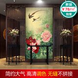 中国风手绘粉牡丹花开富贵国色天香花鸟走廊玄关过道背景墙纸壁纸