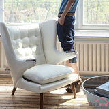 客厅日式卧室现代简约设计师单人椅子北欧实木书房沙发椅泰迪熊椅