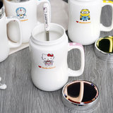 凯蒂KT猫办公室陶瓷杯子 小黄人创意带盖马克杯 咖啡杯情侣水杯子