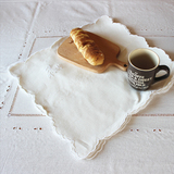 白色桌布棉麻台布镂空餐台布小清新桌布古典餐布新款手工刺绣桌布
