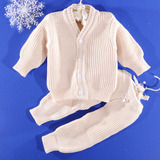 婴儿毛衣套装女0新生儿线衣3宝宝加厚针织开衫6男纯棉纱衣12个月