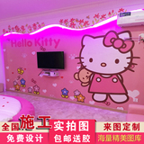 女孩卧室hello kitty儿童房卡通墙壁纸  背景墙宾馆KTV主题壁画