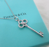 二手正品 Tiffany/蒂芙尼pt950白金 镶嵌钻石中国结钥匙吊坠项链