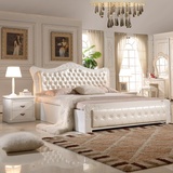 美式实木床宜家1.8白色橡木双人床全实木床1.5简约现代公主欧式床