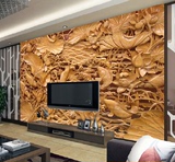 现代中式大型壁画卧室客厅电视背景墙壁纸墙纸3D立体浮雕富贵荷花