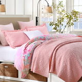 美式纯色砂洗绗缝双人单件盖毯夏凉空调被床盖纯棉夏季床单床垫