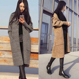 2016秋冬季新款韩版大码女装羊毛中长款开衫毛衣针织衫外套潮加厚