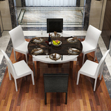 不锈钢伸缩折叠大理石餐桌椅组合简约现代小户型实木圆餐桌饭桌